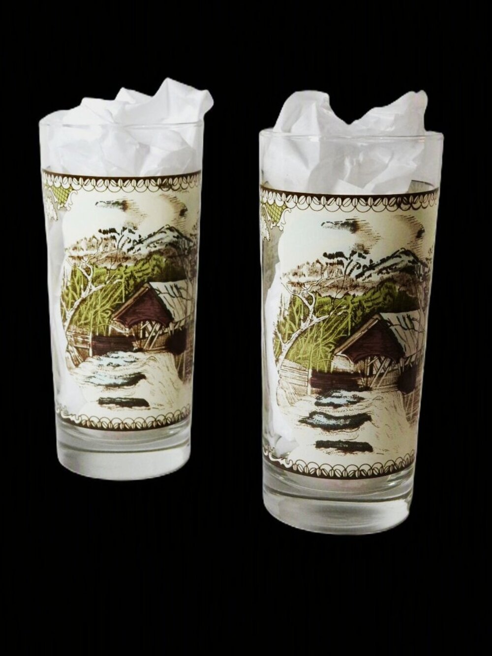 Vintage Johnson Brothers Ice Teal Glasses Set Of 2 Covered Bridge England